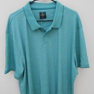 Men's Member's Mark Teal Blue Short Sleeve Cotton Blend Collared Polo Shirt-XXL